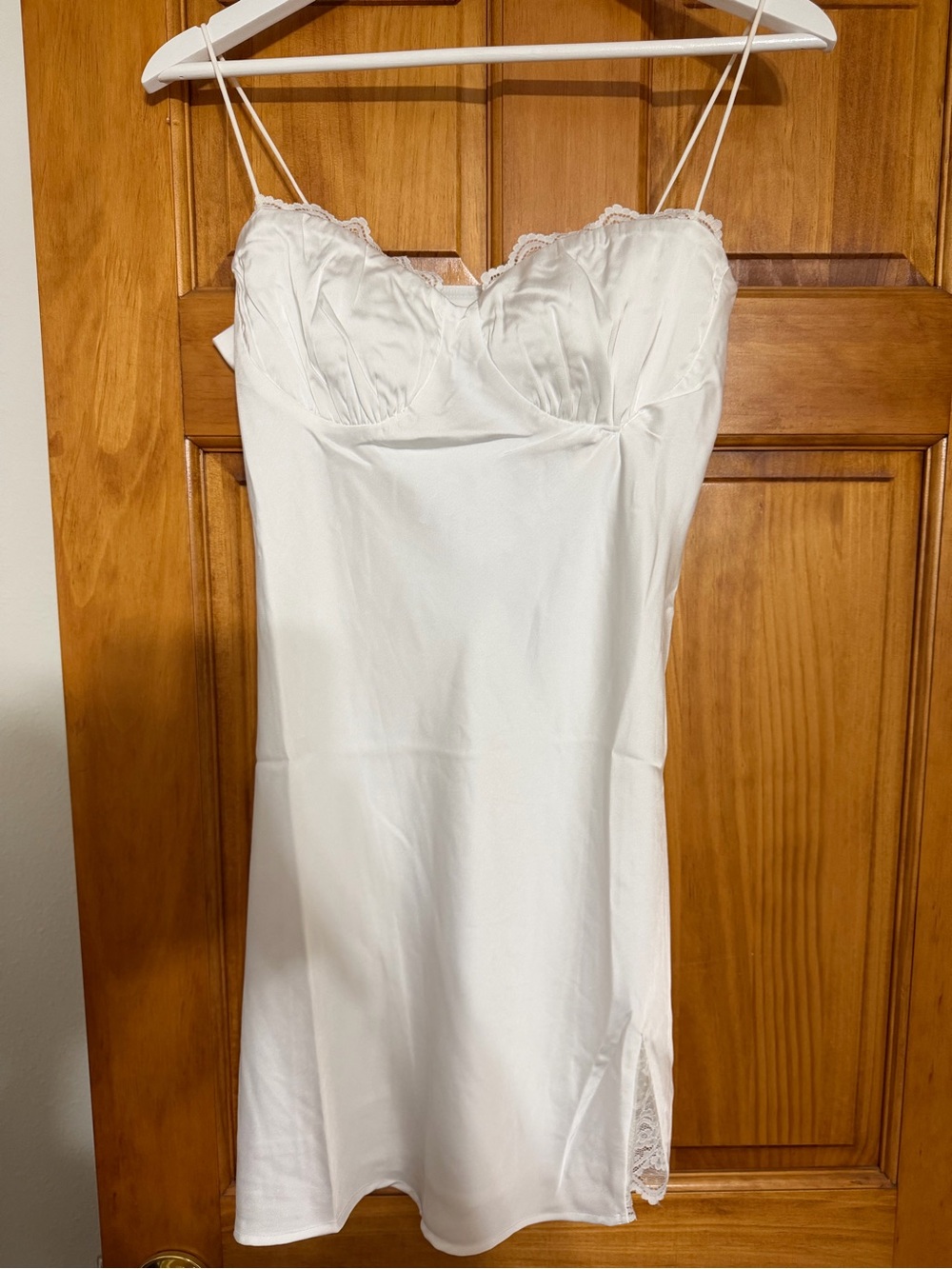 Princess Polly White Lace-Trim Slip Dress